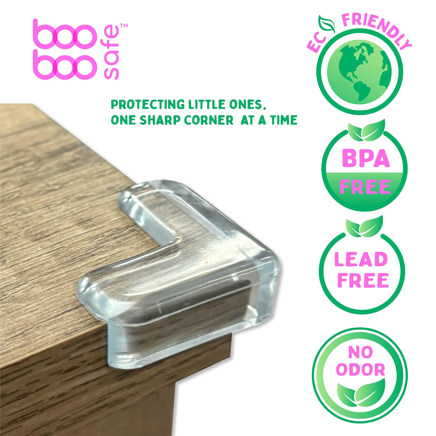 Boo Boo Safe transparent corner covers blend with décor while protecting little ones.