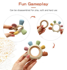 Boobaby dinosaur teether full view highlights easy-grip design