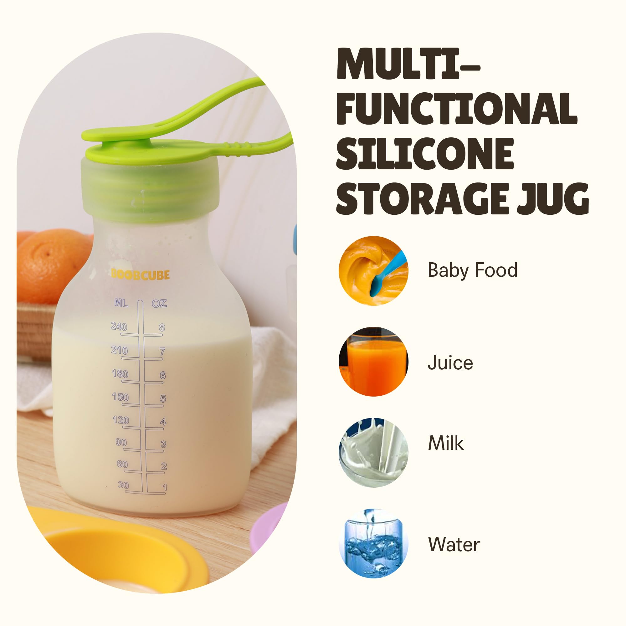 BOOBCUBE silicone canteen dishwasher-safe image highlights easy cleaning after pumping sessions.