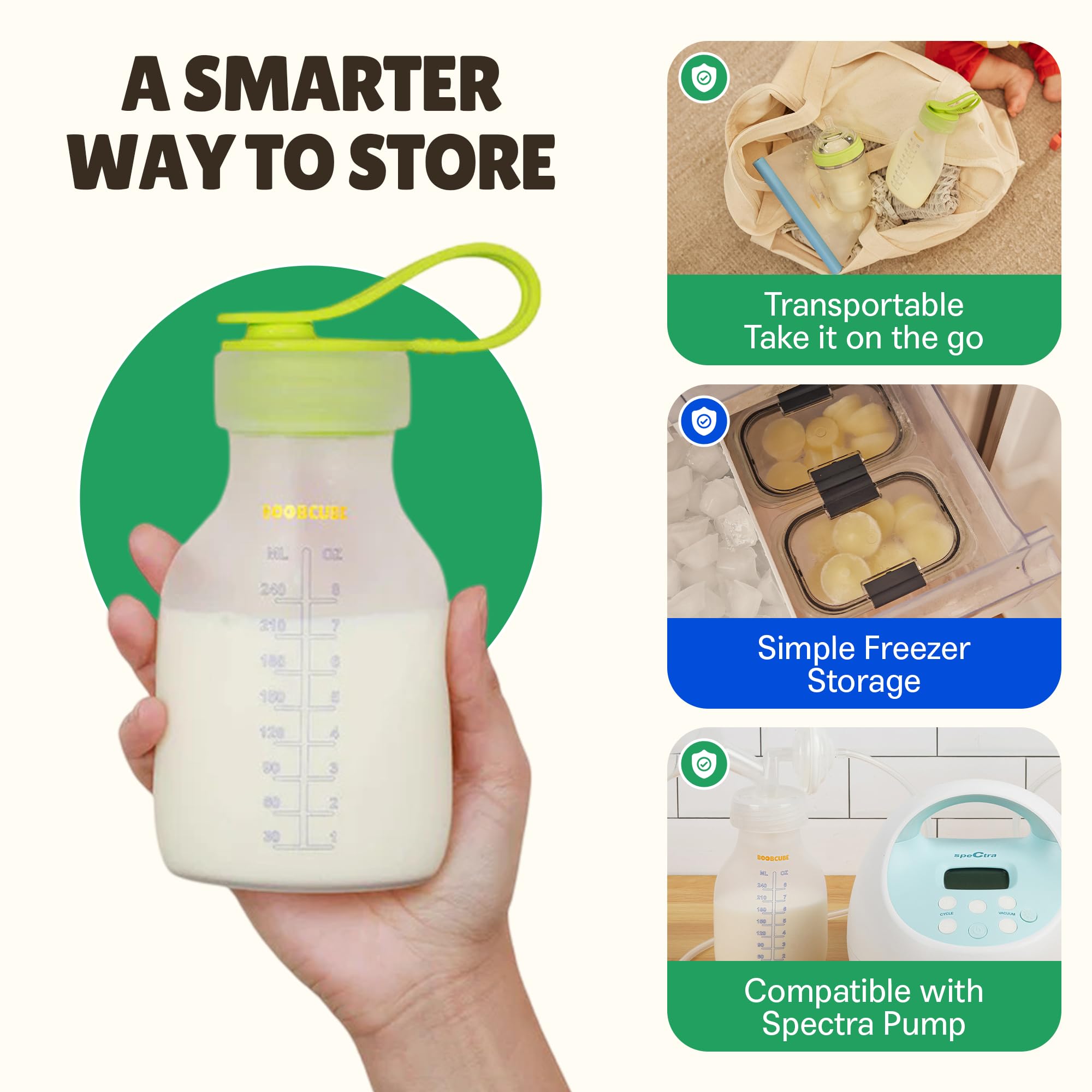 BOOBCUBE silicone canteen fridge-storage shot shows compact, fridge-friendly milk storage.