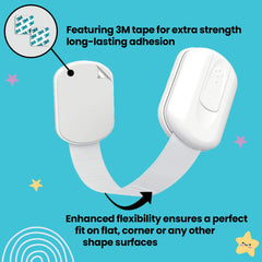 BooBoo Baby adjustable strap demonstrates flexible sizing for cabinets and drawers
