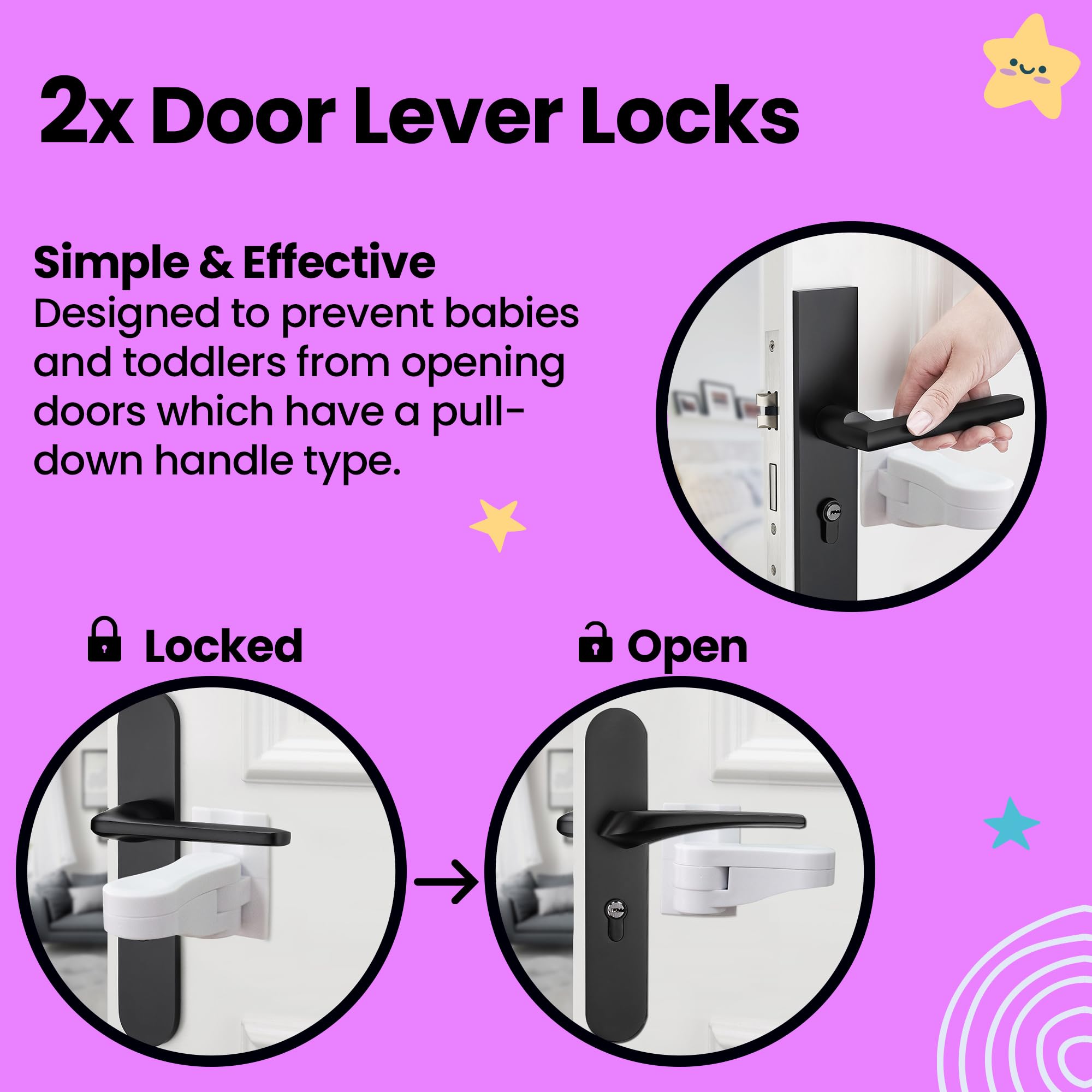 BooBoo Baby door lever lock childproofing a kitchen doorway.