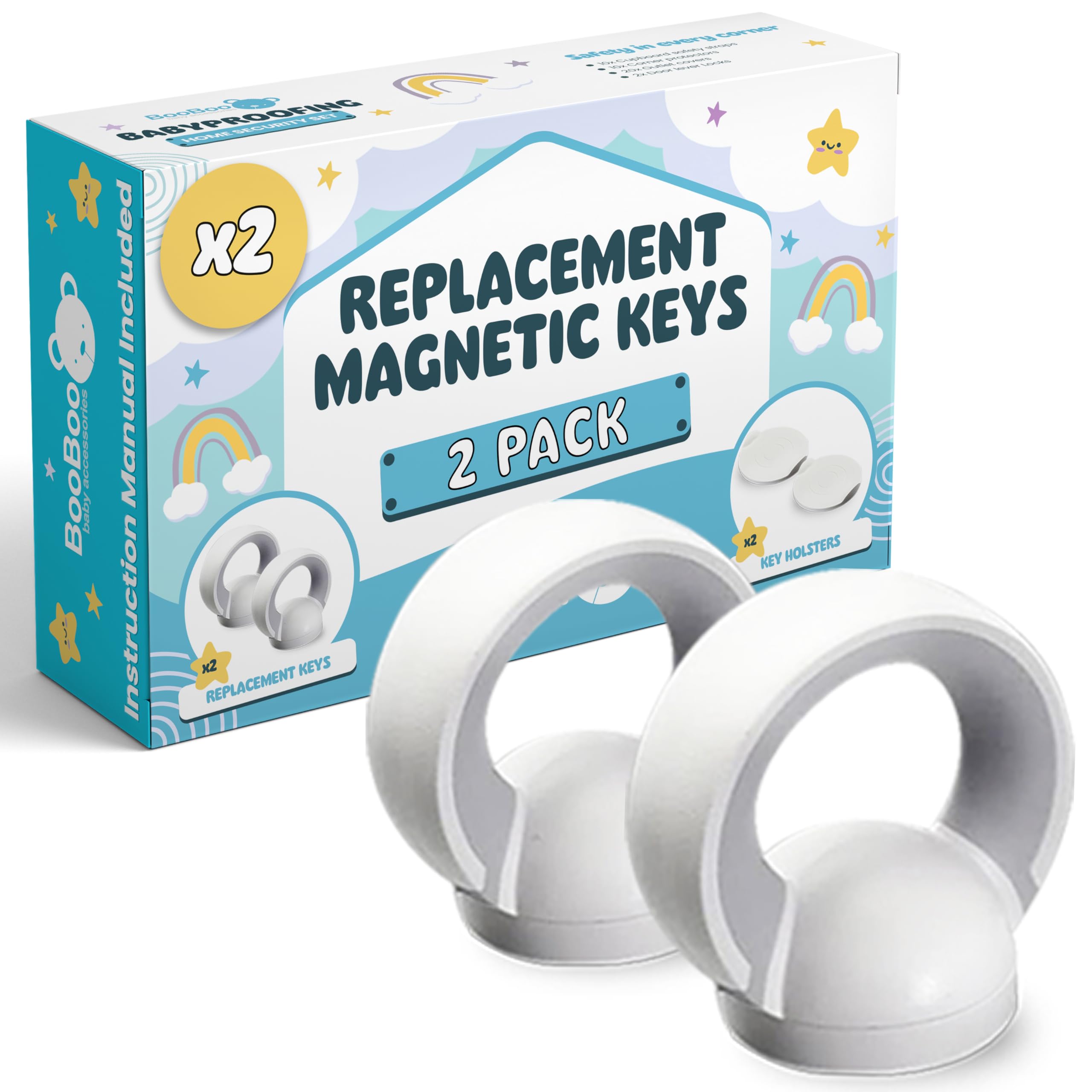 Booboobaby spare keys pack-front for quick replacement and secure cabinet access.