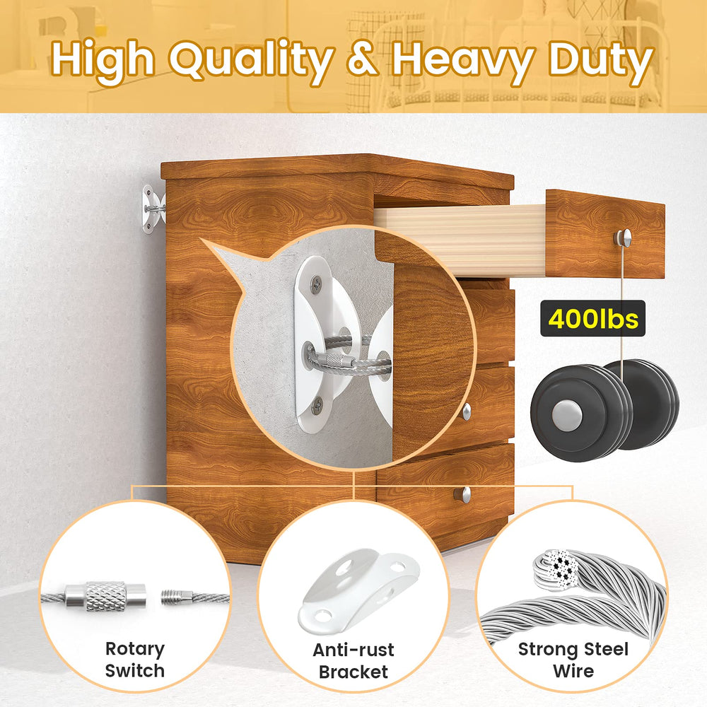 Booda Brand living room setup shows quick, tool-free baby-proofing and stabilization.