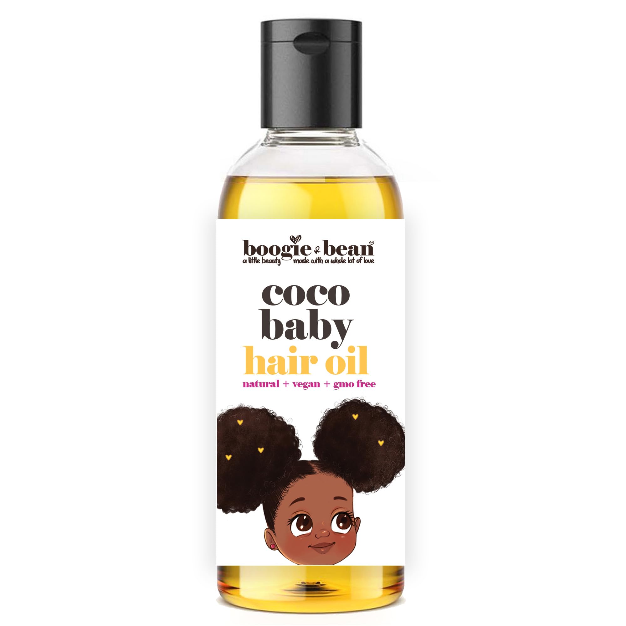 Boogie and Bean Coco Baby Hair Oil bottle—gentle scalp hydration for babies.
