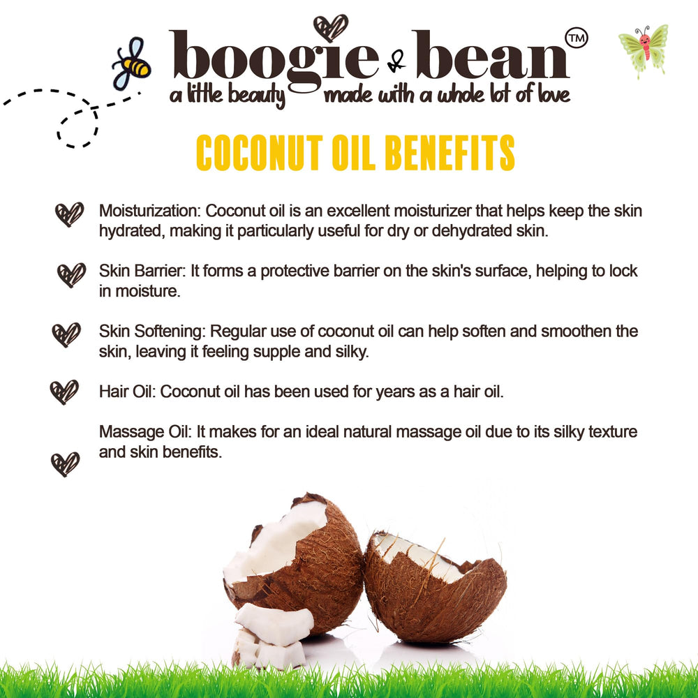 Boogie and Bean coconut oil used as diaper cream for gentle protection.