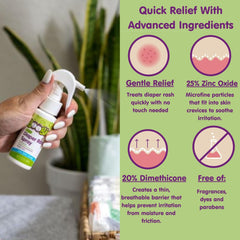Boogie Diaper Rash Cream Spray bottle-closeup reinforces pediatrician-recommended care.
