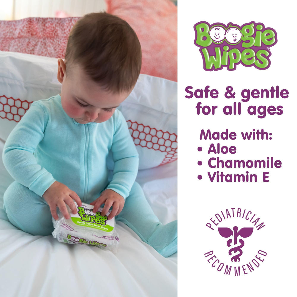 Boogie Wipes aloe chamomile vitamin E softness on skin during cleanup.