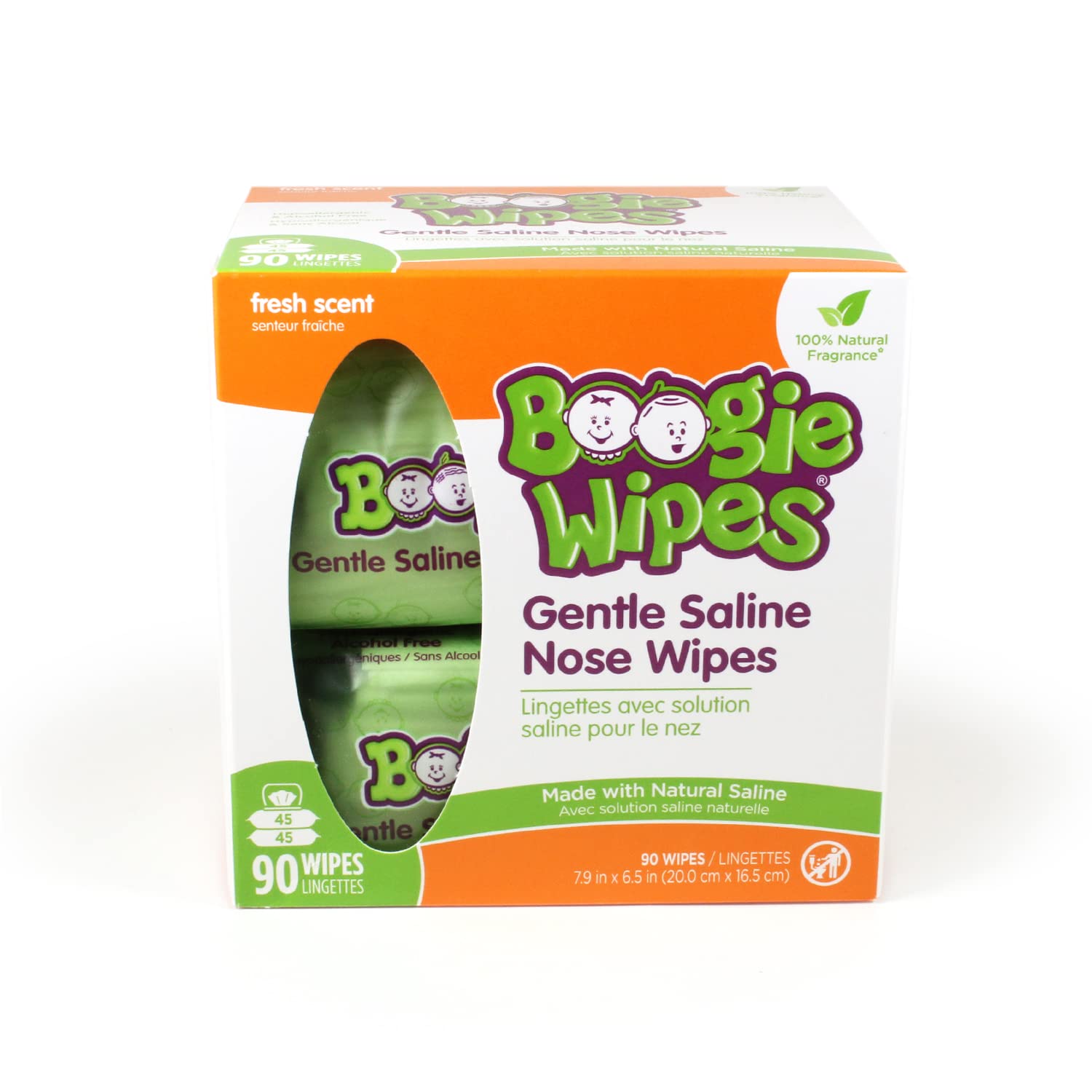 Boogie Wipes soft-skin moisture for delicate facial skin during cleanup.