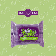 Boogie Wipes vitamin E and aloe ingredients emphasizing skin conditioning.