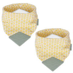 BooginHead lemons bandana teether bib close-up showing soft cotton fabric