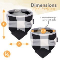 Lemons print BooginHead bib demonstrating absorbent fabric and stretch