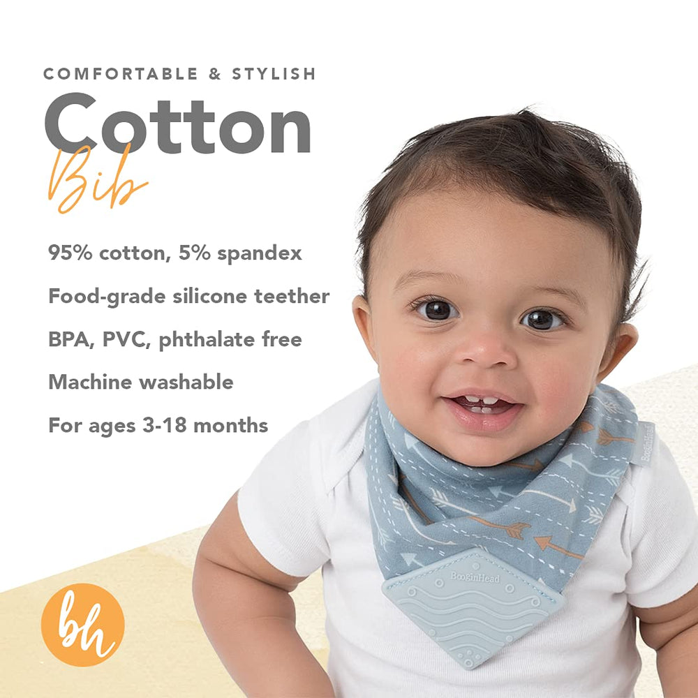 Two-pack BooginHead bandana bibs laid out for easy selection