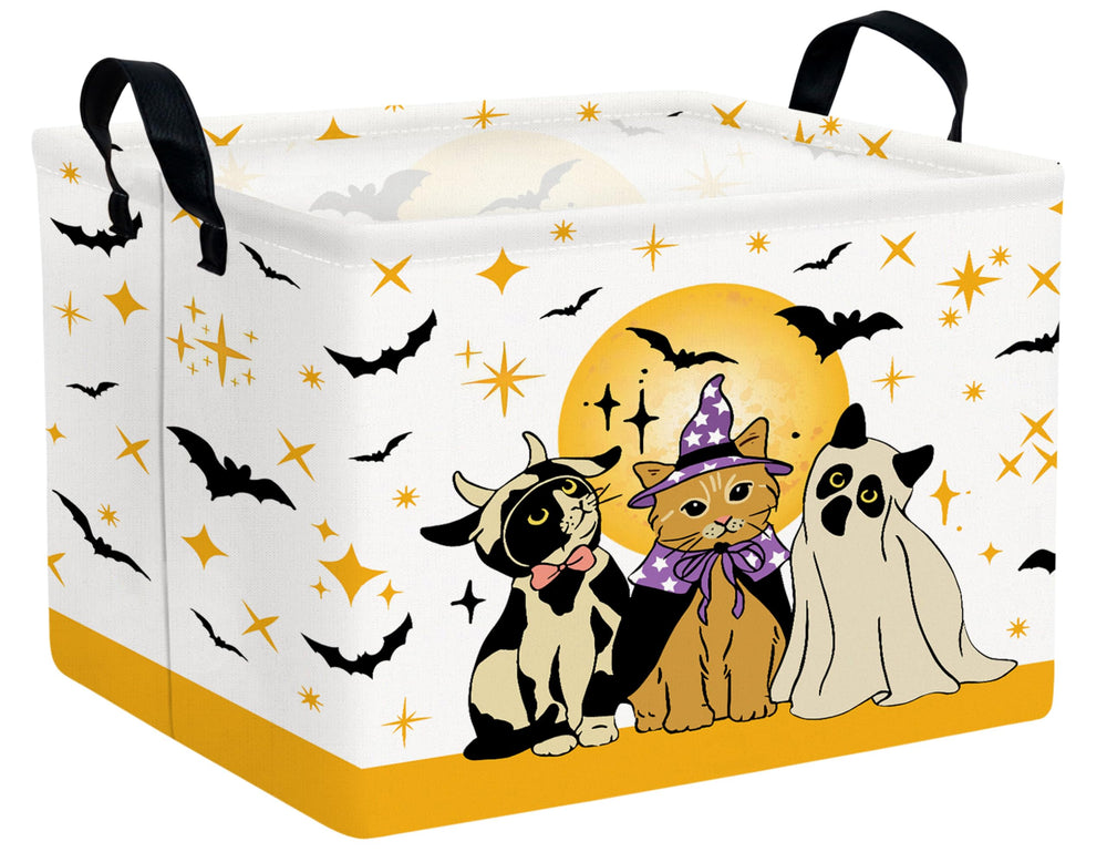 BOOHIT Boo Basket with cat and bat pattern for Halloween gift storage