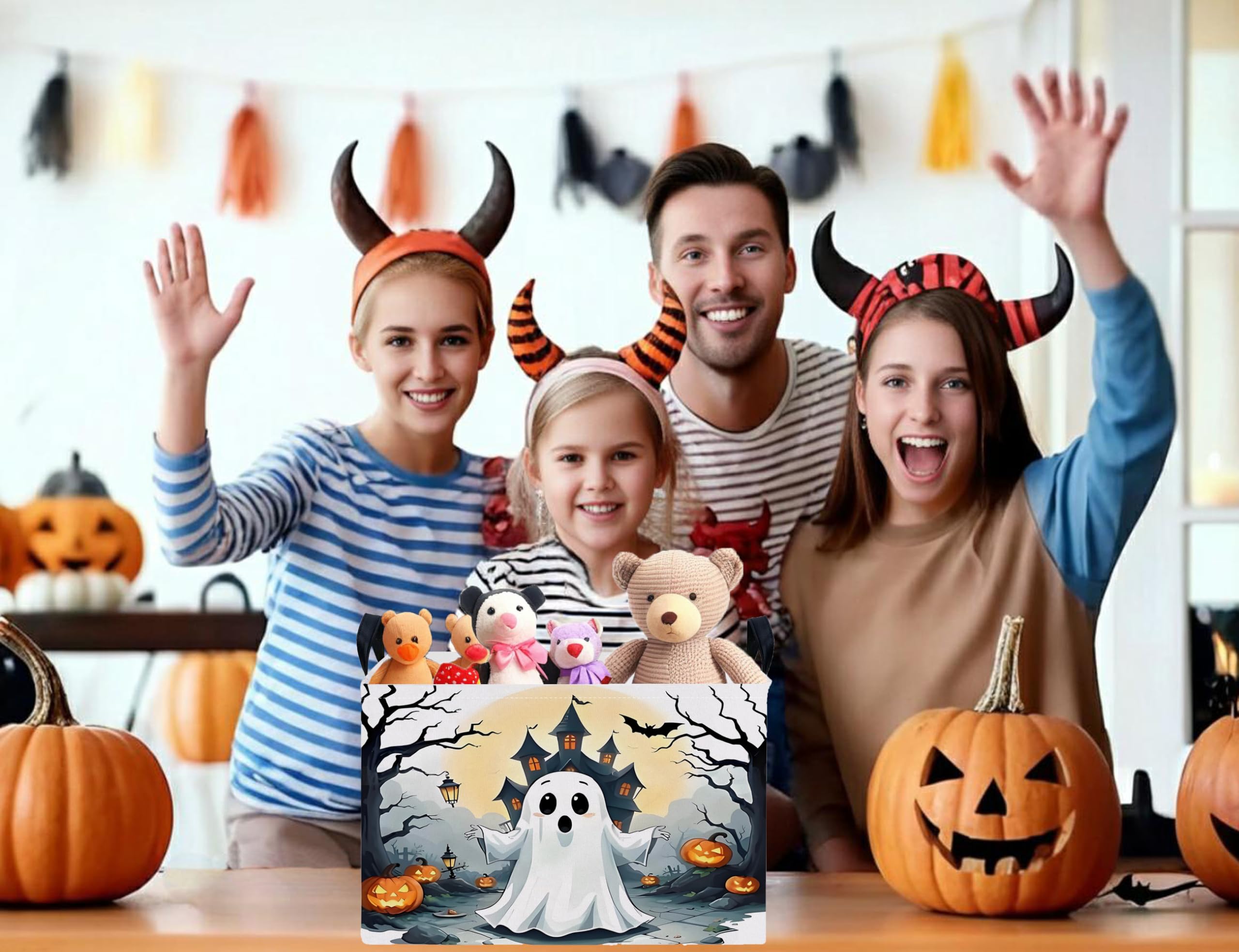 BOOHIT Boo Basket use—candy gift bin for Halloween treats and decor