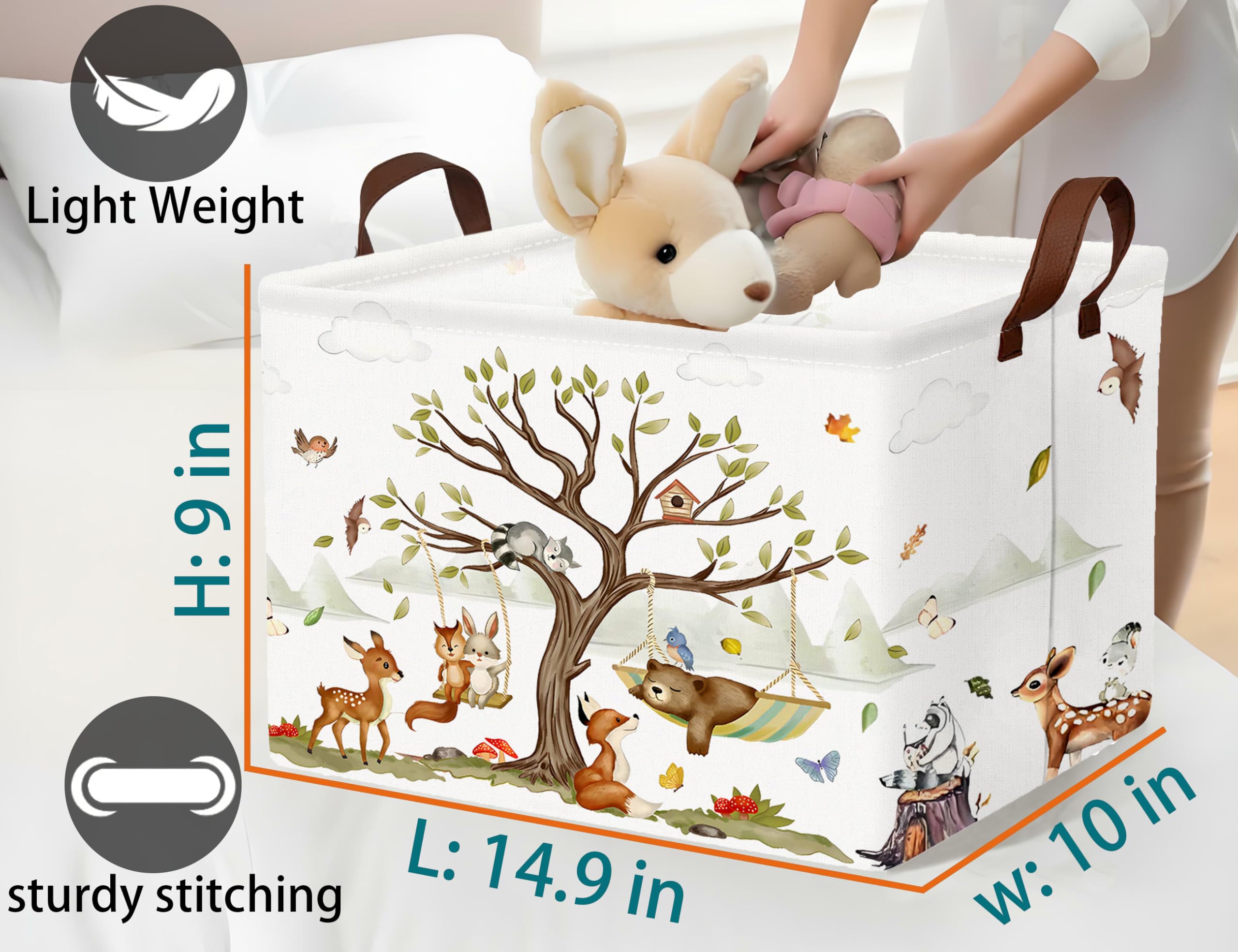 BOOHIT Canvas bin with waterproof lining keeps toys dry and spaces clean.