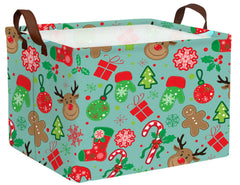 BOOHIT Christmas basket front view shows sturdy canvas with festive deer motif for storage