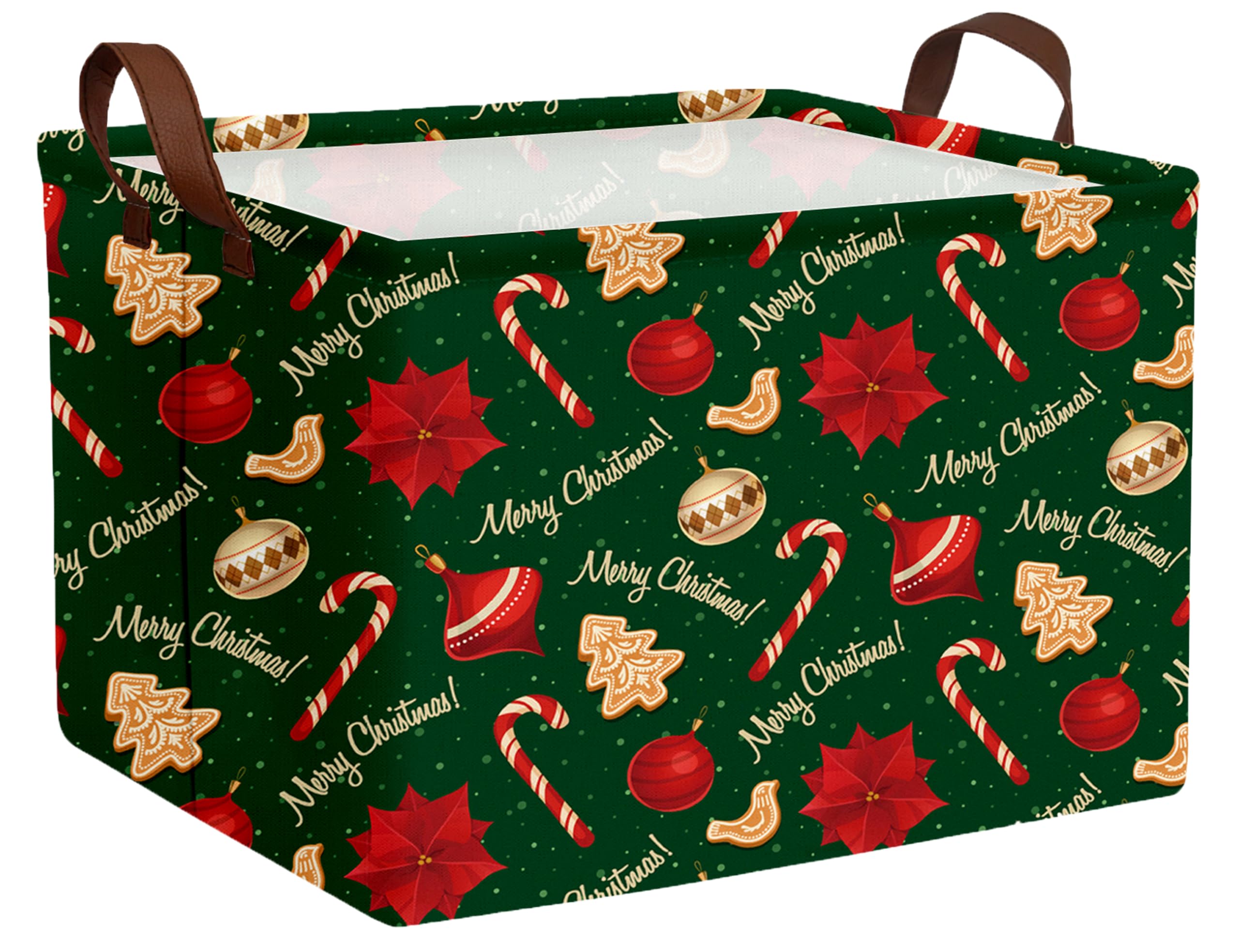 BOOHIT Christmas basket full view highlighting festive design and sturdy frame for storage.