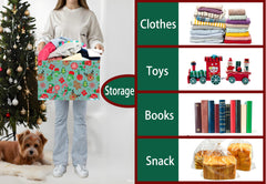 BOOHIT Christmas basket handle closeup highlights reinforced leather handles for easy carrying
