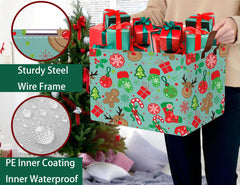 BOOHIT Christmas basket collapsed side view demonstrates space-saving design