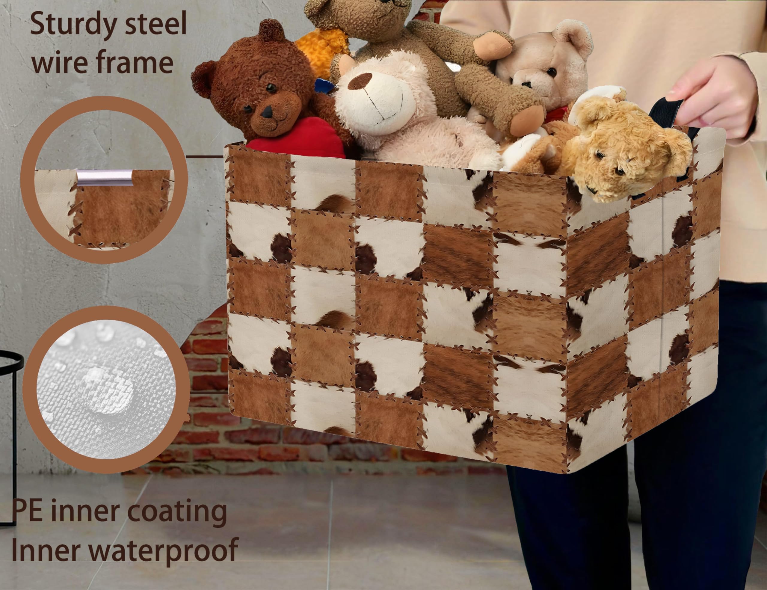 BOOHIT cow fur print bin adds playful decor and storage