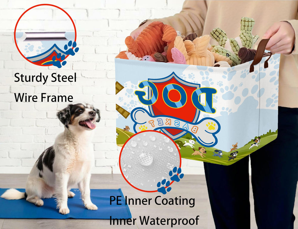 BOOHIT dog toy basket collapsible top frame design helps save space