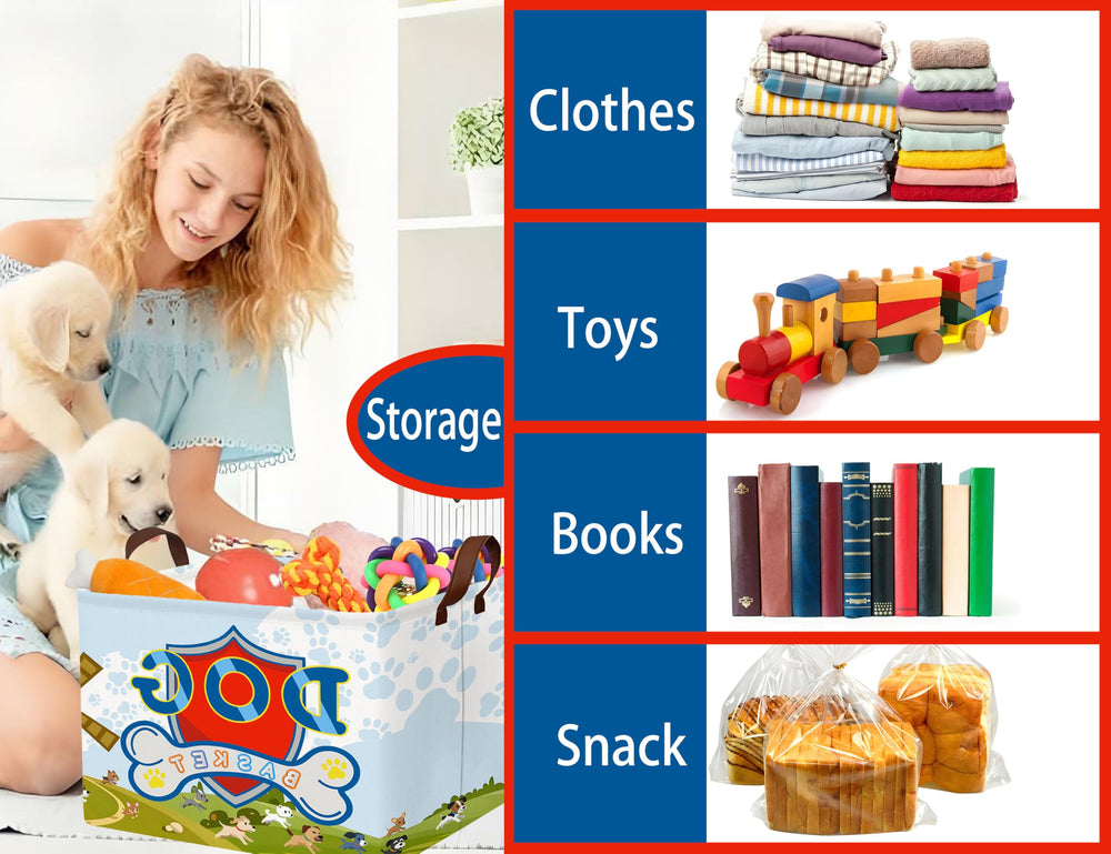 BOOHIT dog toy basket waterproof liner protects contents during daily loads
