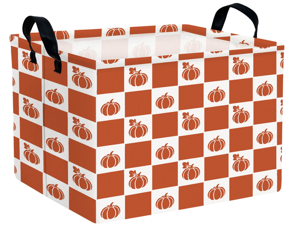 BOOHIT grid-pumpkin-canvas-bin keeps Halloween treats organized and easy to grab.