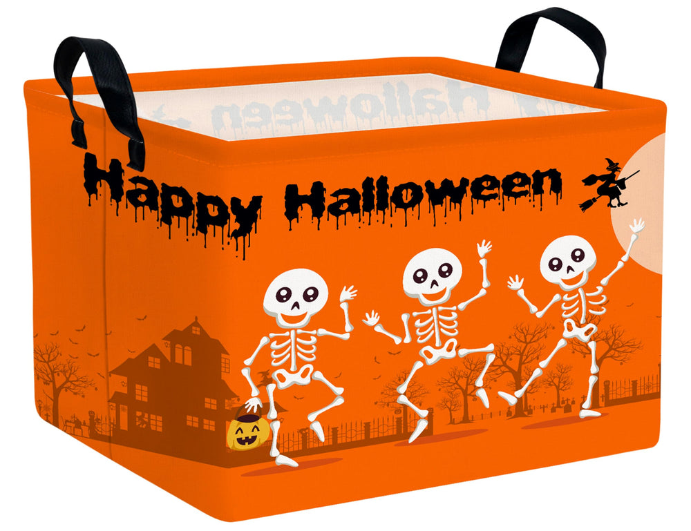 BOOHIT Halloween candy basket orange dance skeleton for festive trick-or-treat décor