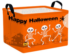 BOOHIT Halloween candy basket orange dance skeleton for festive trick-or-treat décor