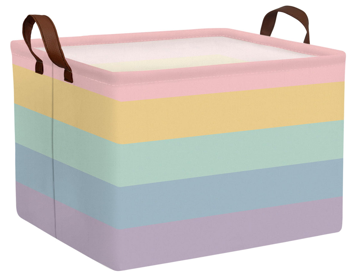 BOOHIT Kids Boho Rainbow Basket folded flat for compact storage.