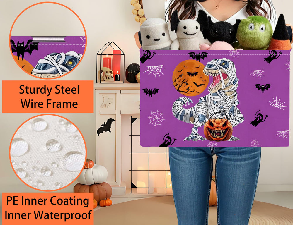 BOOHIT durable canvas basket with waterproof interior lining for toys or laundry