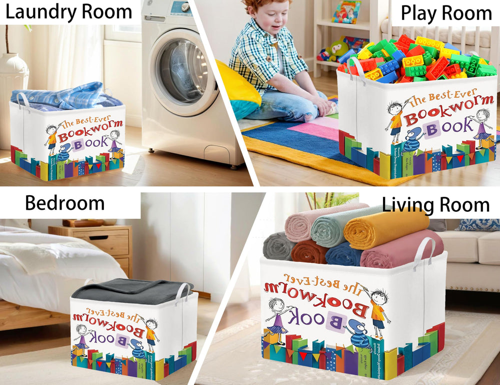 Boohit Large Kids Book Storage Bin folded flat for compact storage when not in use