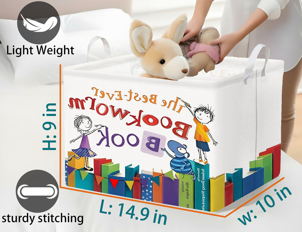 Boohit Large Kids Book Storage Bin waterproof lining protects contents