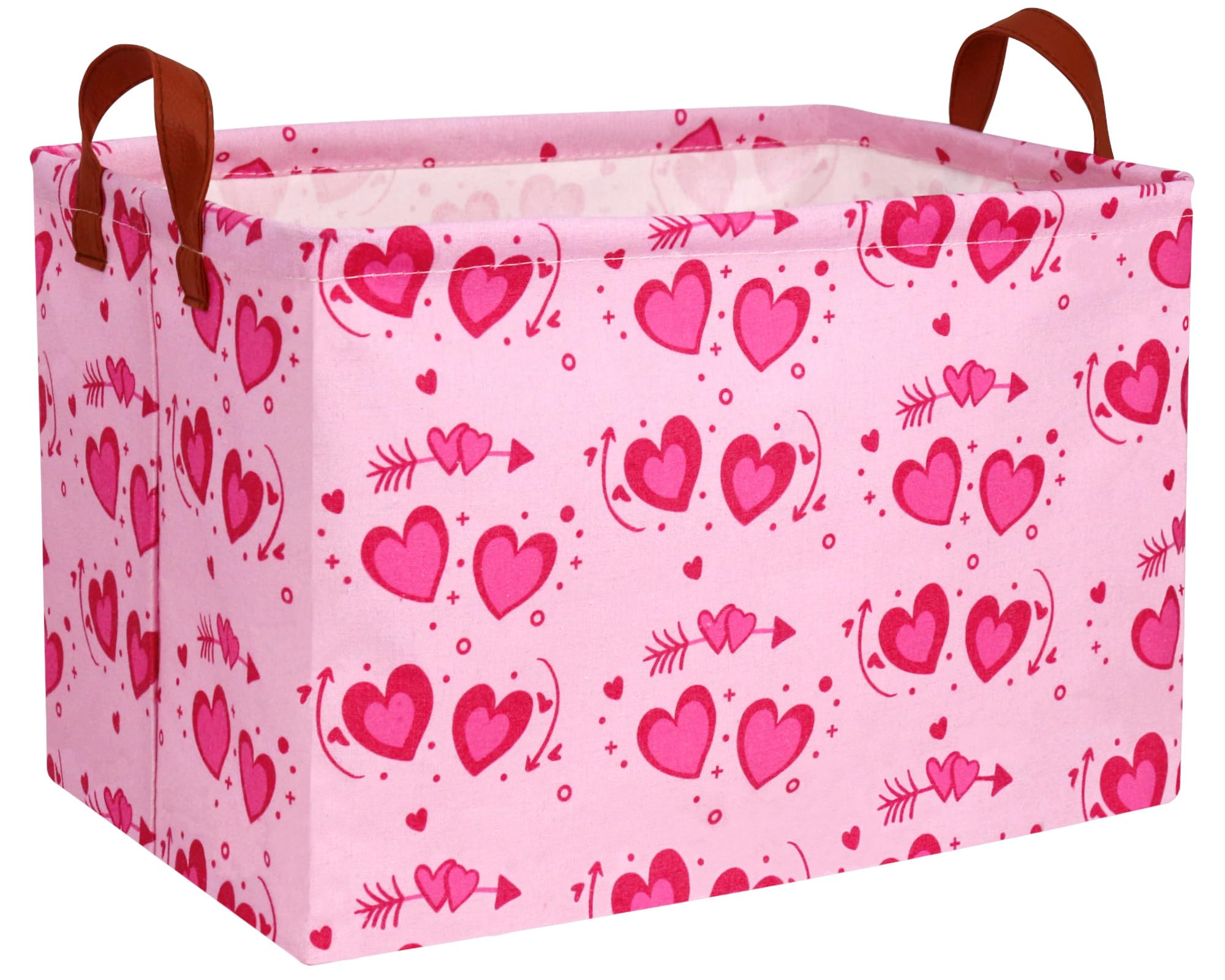 BOOHIT pink valentines basket heart-front view for gifting and decor.