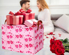 BOOHIT pink valentines basket open, showing roomy interior for toy storage.