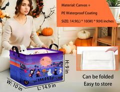 BOOHIT storage bin with canvas pattern, sturdy for organizing toys and clothes.