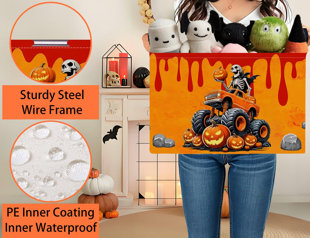 BOOHIT storage-bin leather-handles for easy transport of toys clothes or laundry
