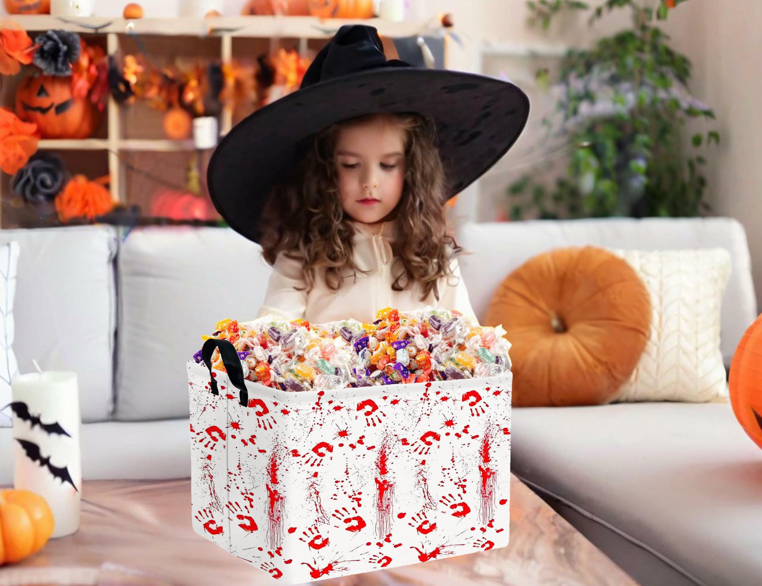 BOOHIT Halloween storage bin keeps essentials reachable in living spaces.