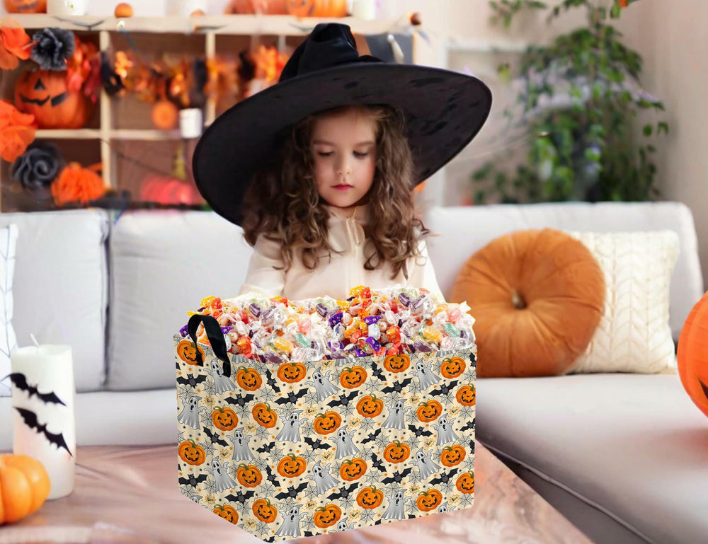 BOOHIT versatile Halloween bin doubles as decor and tote for gifts.
