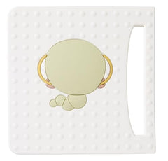 Bookworm Basil teether close-up texture demonstrates sensory massage surfaces