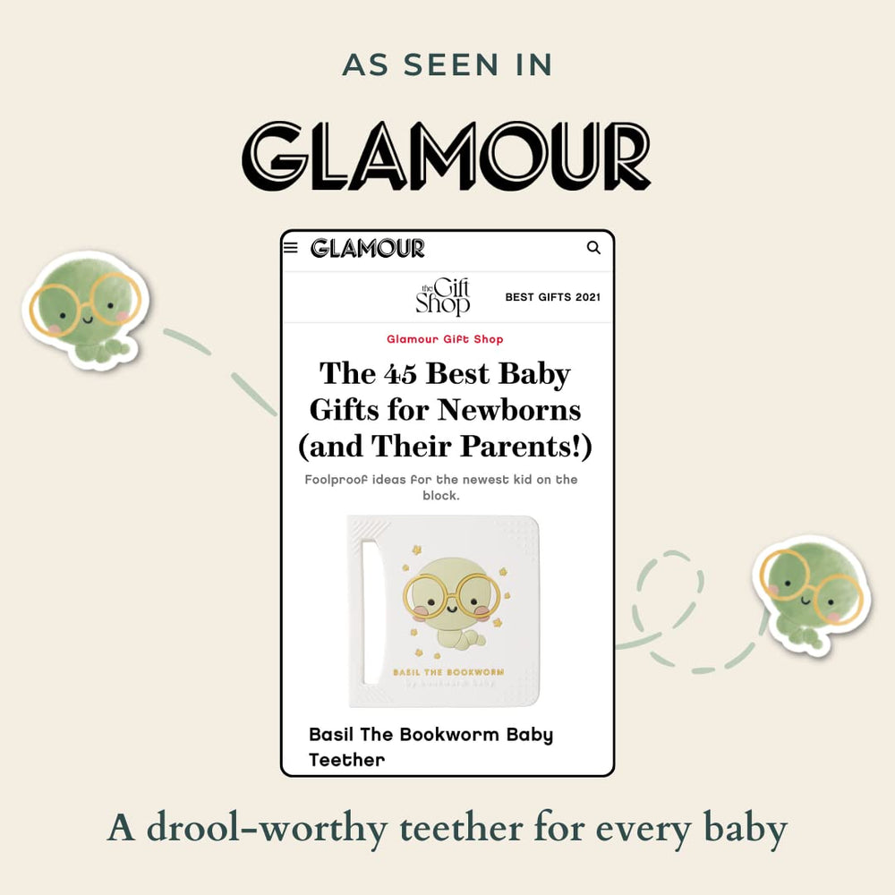 Bookworm Basil teether material safety label confirms BPA-free silicone