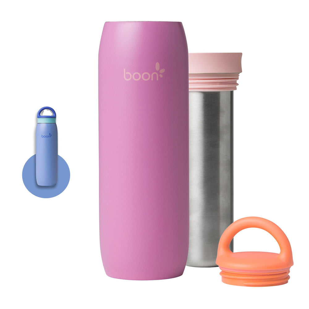 Boon Frosh compact cooler fits in a diaper bag and keeps milk cold on the go.