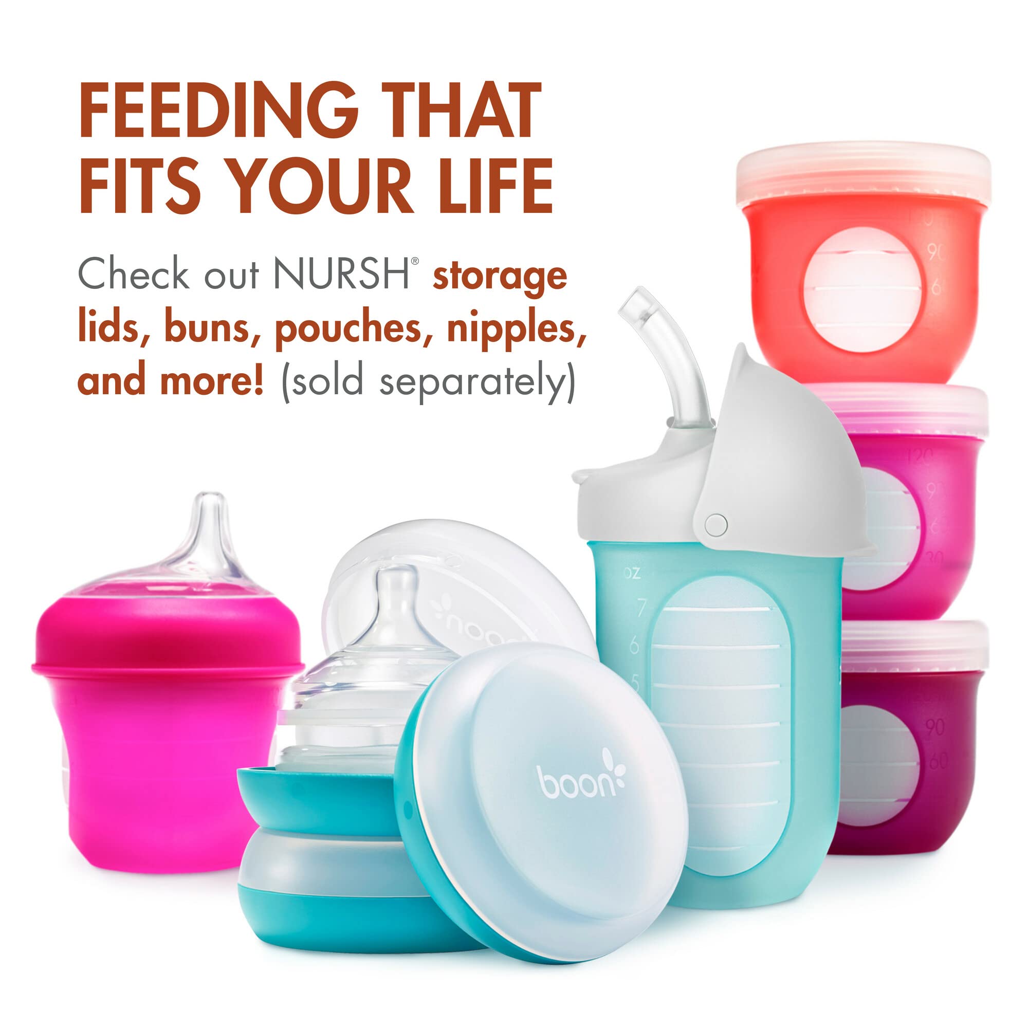 Boon Nursh latch-on nipple supports natural feeding rhythm.