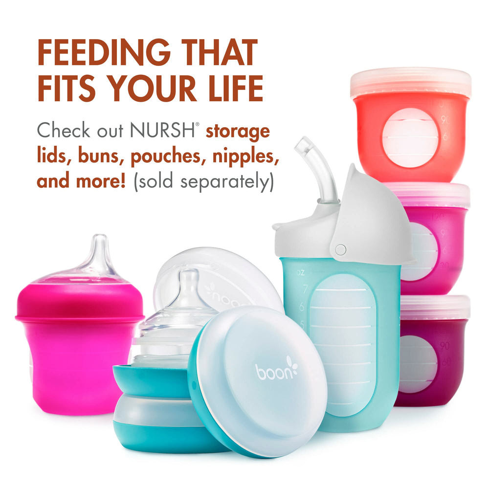 Boon Nursh latch-on nipple supports natural feeding rhythm.