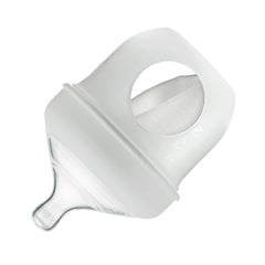Boon Nursh silicone pouch gray collapses with feeding, reducing air exposure.