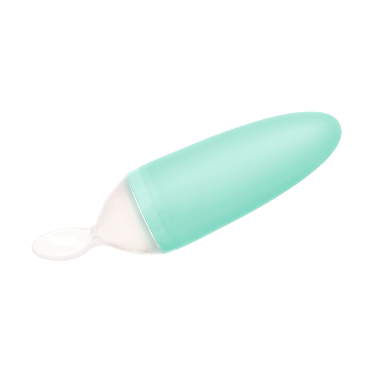 Boon SQUIRT spoon filled bulb enables easy one-handed feeding for mess-free meals.