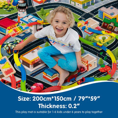 Booooom Jackson play mat street race track image invites active pretend driving.