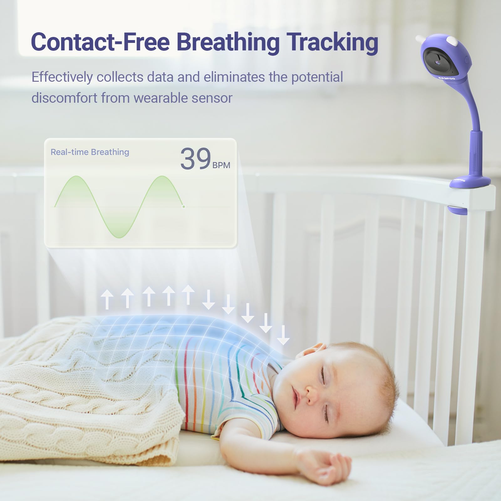 BOOPOO night vision baby monitor shows clear shots during nighttime awakenings.