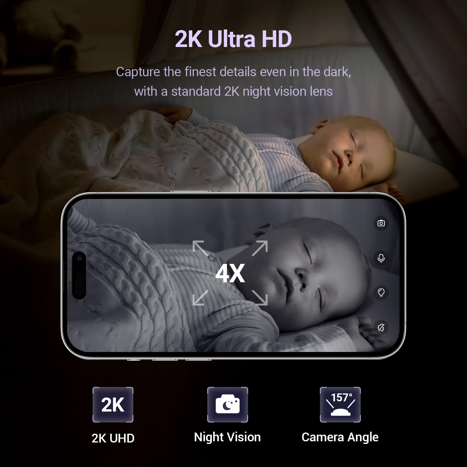 BOOPOO two-way audio lets you comfort baby from another room.